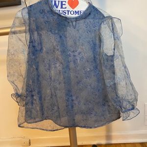 Zara puff sleeves peasant blouse